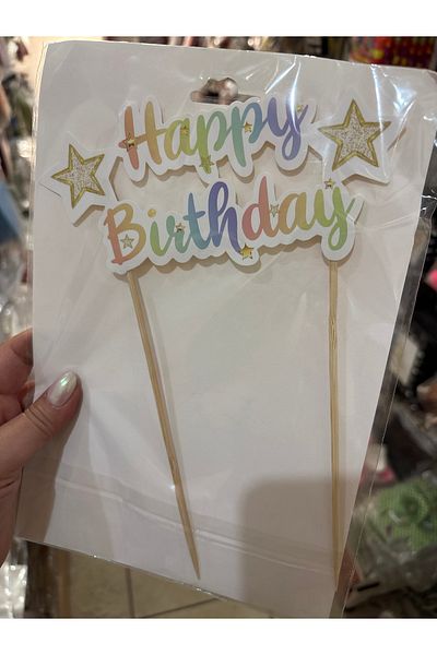 Deniz Party Store Happy Birthday Macaron Colorful Decoration Stick Cake