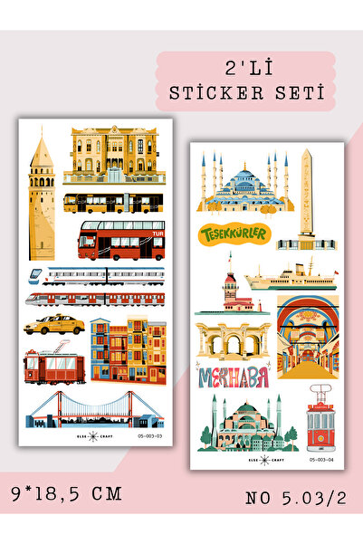 Else Craft 2'li İstanbul Seyahat Sticker 5.03/2 - Ajanda Planlayıcı Bullet Jo...