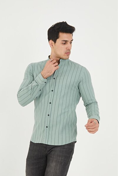 jack carisma Ανδρικό πουκάμισο Judge Collar Line Lycra Cotton Linen Texture Slim Fit