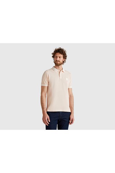 United Colors of Benetton Ανδρικό ροζ μπλουζάκι πόλο 100% Organic Cotton Regular Fit