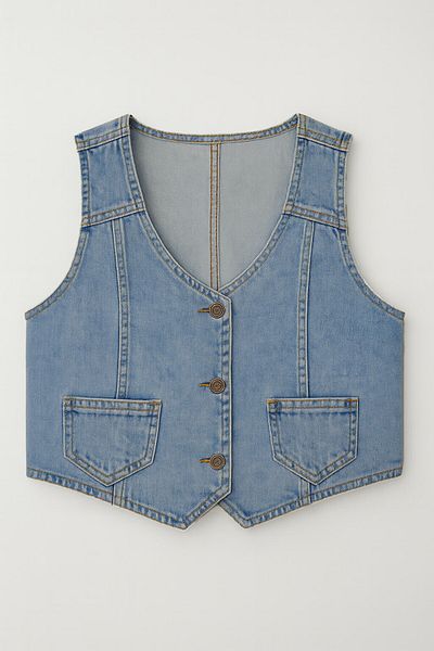 Bluewhite Women's Buttoned Jean Vest