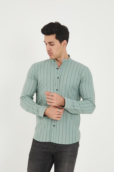 jack carisma Ανδρικό πουκάμισο Judge Collar Line Lycra Cotton Linen Texture Slim Fit