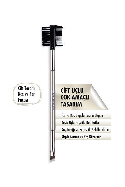Lionesse Silver Collection Sided Eyeshadow and Eyebrow Brush 5134 - Professional Series, Cruelty Free