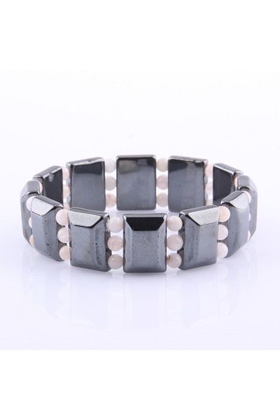 OSMANLI DEĞERLİ TAŞ Certified Hematite - Pink Opal Natural Stone Rolex Bracelet 15 Mm B754