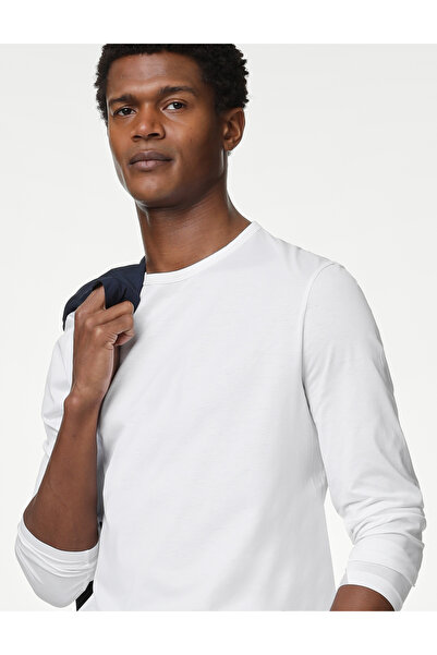 Marks & Spencer Saf Supima Pamuklu Uzun Kollu T-Shirt