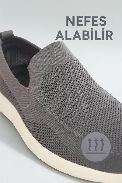 marco bufy Triko Erkek Casual Günlük Ayakkabı – Rahat, Hafif Ve Şık Slip-on Model Füme Rengi