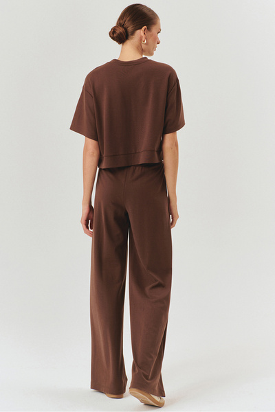 Exquise Πλεκτό παντελόνι Modal με ελαστική μέση ψηλόμεσο