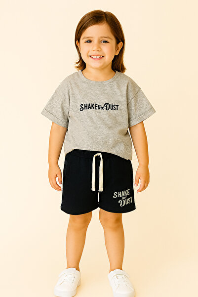 minibambi طقم قطن للأولاد باللون الأزرق الداكن - طقم سفلي وعلوي