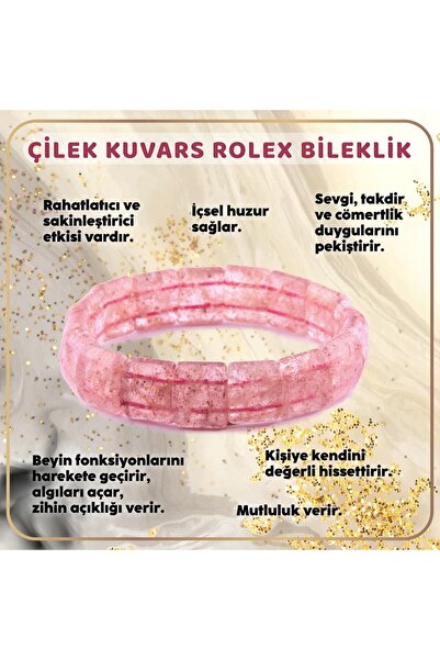 OSMANLI DEĞERLİ TAŞ سوار رولكس من حجر الكوارتز الطبيعي المعتمد بالفراولة - B477
