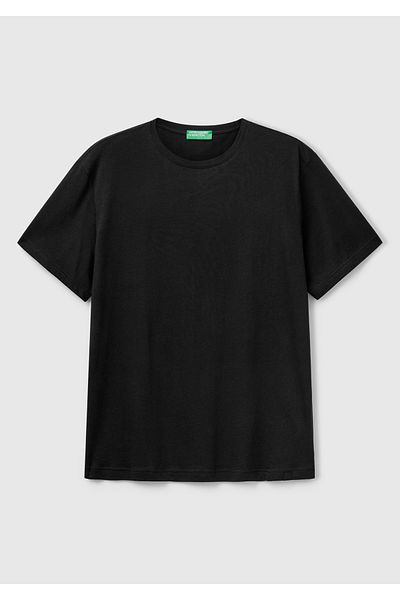 United Colors of Benetton Ανδρικό μαύρο μπλουζάκι με λαιμόκοψη 100% Koton