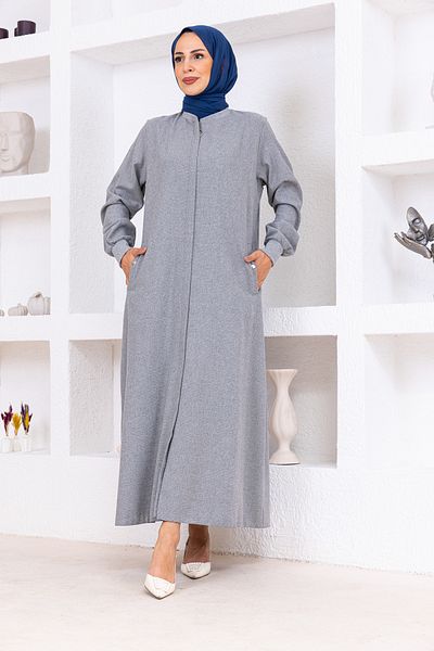 OKTAYUSTA COLLECTİON Seasonal Lumberjack Full Length Hidden Fly Zipper Abaya