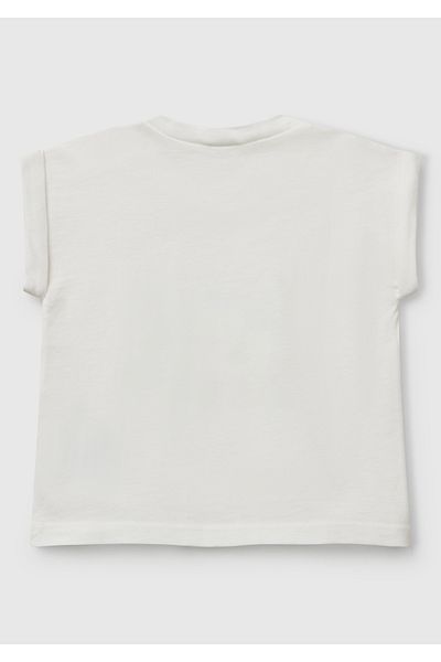 United Colors of Benetton تي شيرت بيبي وايت ميكس بطبعة على الجهة الأمامية