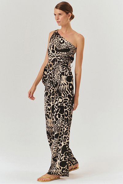 Exquise Patterned Regular Jumpsuit with Belt and Buckle Detail