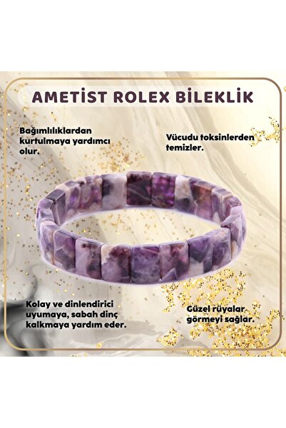 OSMANLI DEĞERLİ TAŞ سوار رولكس من حجر الجمشت الطبيعي المعتمد B788