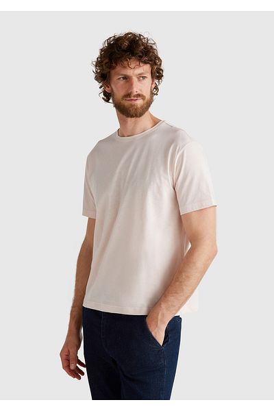 United Colors of Benetton Ανδρικό ροζ μπλουζάκι με λαιμόκοψη 100% Koton