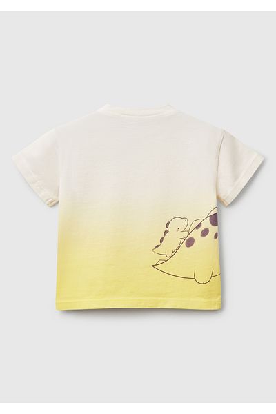 United Colors of Benetton Baby Yellow Color Transition Dye Printed Crew Neck T-Shirt