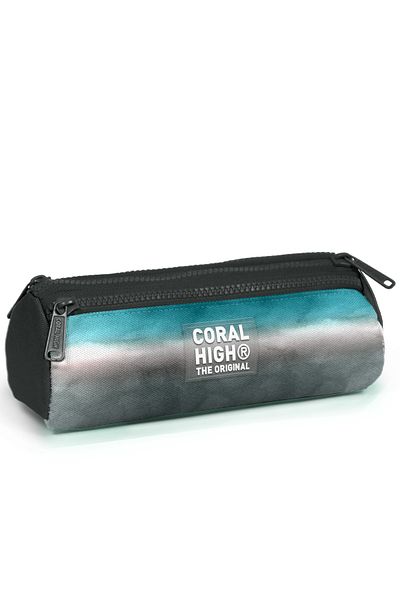 Coral High Παιδική τσάντα μολυβιών τριών τμημάτων με μοτίβο τιρκουάζ και γκρι - 22068