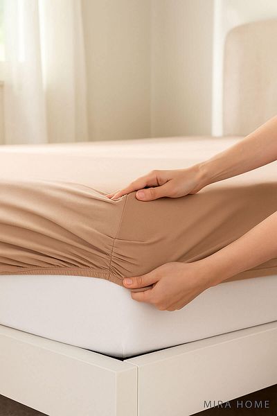 Mira Home Διπλό απλό χτενισμένο βαμβακερό 100% βαμβακερό ελαστικό σεντόνι 160X200
