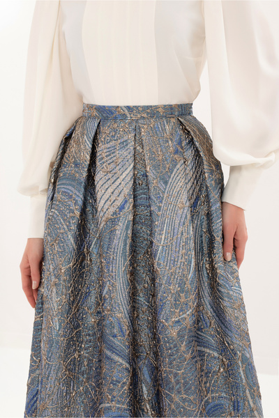 Guzella Premium Jakar Pileli Midi (90cm) boy Prenses Etek