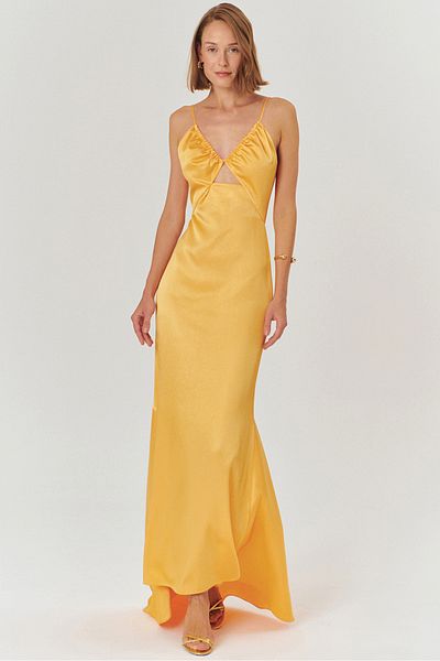Exquise Strappy A-Line Regular Fit Black Satin Maxi Dress