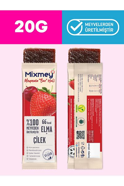 mixmey Strawberry Blackberry Mixed Fruit Bar 24 Pieces |   Healthy Snacks Vegan, Gluten Free 20Gr