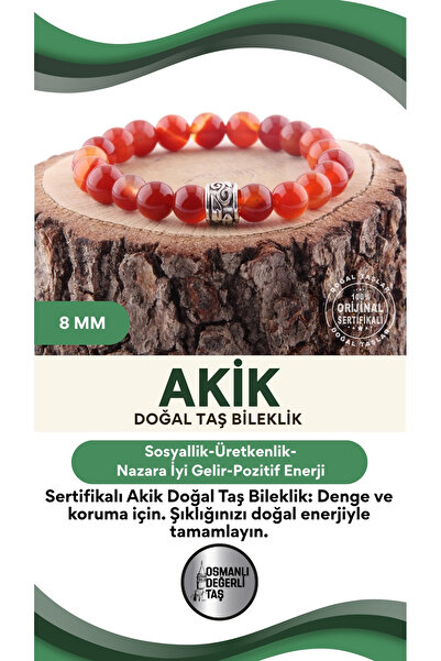 OSMANLI DEĞERLİ TAŞ سوار من الحجر الطبيعي المعتمد مقاس 8 مم - B774