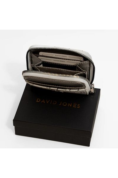 David Jones Women's Small Wallet & Card Holder, Soft Leather Portfolio Zippered Wallet with Coin Compartment