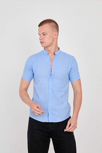 jack carisma Mânecă scurtă, guler de judecată, bumbac, in, filat