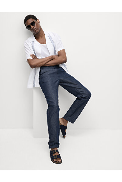 Marks & Spencer Pamuk-Keten Karışımlı Nakışlı Gömlek