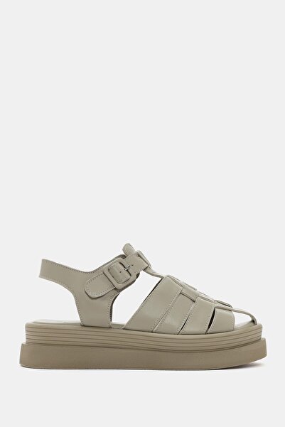 Bestyle Feria Women's Khaki Genuine Real Leather Sandals