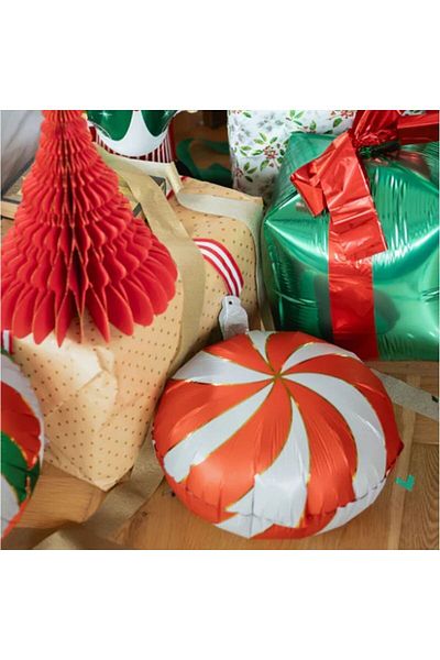 partidolu New Year's Candy Shaped Red White Color Foil Balloon 45 cm 2 Pieces Retro
