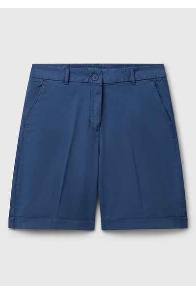 United Colors of Benetton Women's Denim Cotton Blended Front Buttoned Regular Fit Bermuda Shorts