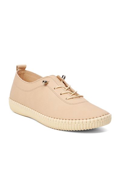 AYAKMOD Beige Genuine Leather Women's Casual Shoes