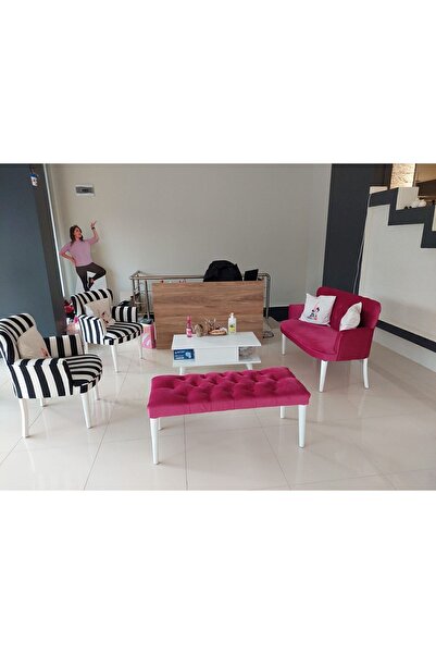 Azra Aksesuar 2-1-1-puf 4 Parça-koltuk-balkon Koltuğu-mutfak Koltuğu -berjer-...