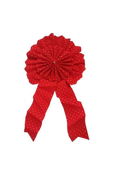 partidolu 50 cm Red Colored Gold Dotted Pvc Bow Ribbon Christmas Ornament 1 Piece
