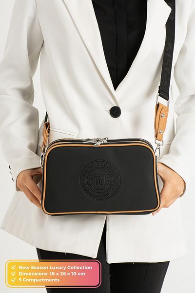 POLOGRAND London Geantă de umăr originală Just Polo Collection, cu 5 compartimente, din piele moale, cu curea încrucișată reglabilă