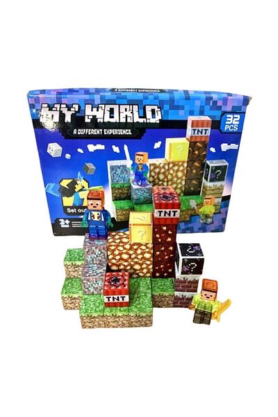 JPT Minecraft Magnetic Cubes - 3D Pixel Village Construction, Educational 3+