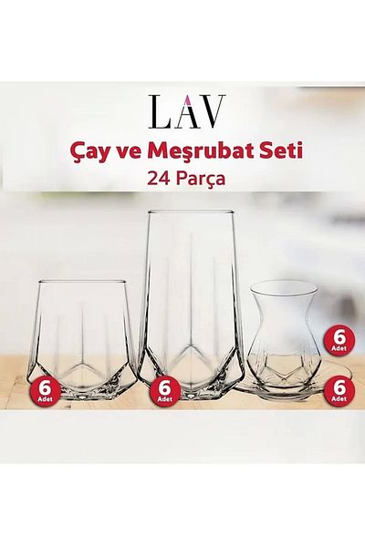 LAV Tea And Water Soft Drink Glass Set Set - 24 Pieces
