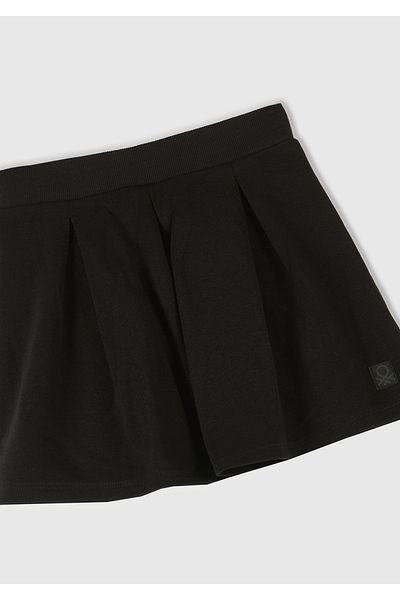 United Colors of Benetton Fusta neagră pentru fetiță, cu etichetă cu logo, cu talie plisată