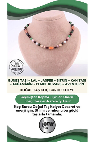OSMANLI DEĞERLİ TAŞ Certified Aries Natural Stone Necklace M252