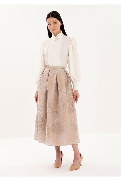 Guzella Premium Organza Pleated Midi (90cm) Length Princess Skirt