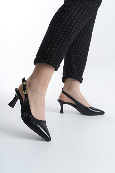 Modern Ayak Pantofi cu toc ascuțit pentru femei, din piele lăcuită neagră, cu...