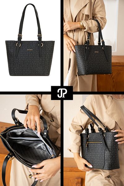 POLOGRAND London Geantă de umăr originală Just Polo Collection, cu 4 compartimente, din piele moale de lux, cu curea încrucișată reglabilă