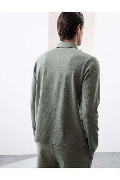 Marks & Spencer Pamuk Karışımlı Waffle Yarı Fermuarlı Uzun Kollu Üst