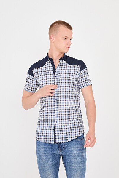 jack carisma Чоловіча сорочка - короткий рукав, картатий візерунок, бавовняна та фламова тканина