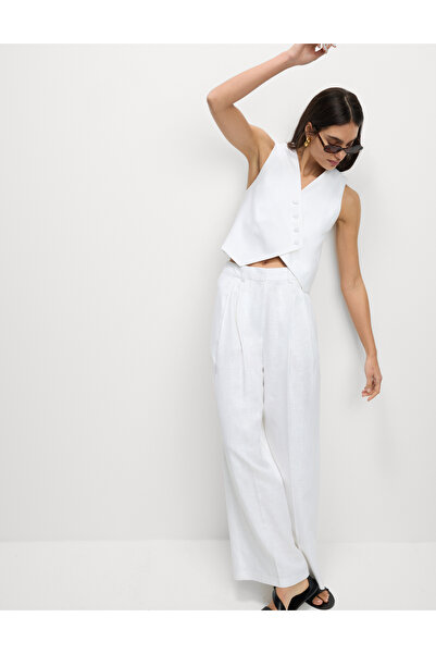 Marks & Spencer Keten Twill Wide Leg Pantolon