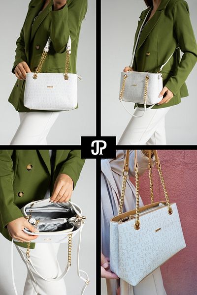 POLOGRAND London Geantă de umăr originală Just Polo Collection, cu 3 compartimente, din piele moale, cu curea încrucișată reglabilă
