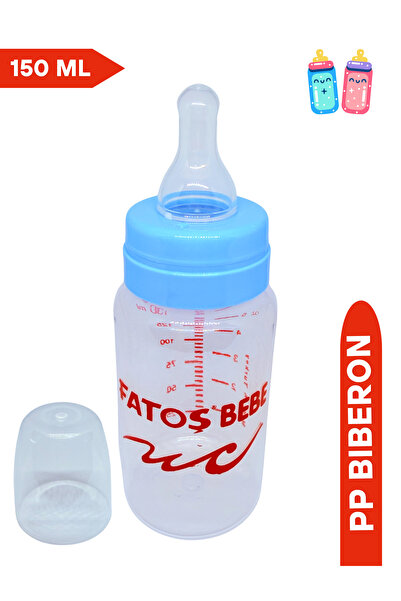 Fatoş Bebe Klasik Silikon Uçlu PP Biberon, Mavi Rengi, 150 ml