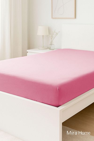 Mira Home ملاءة مطاطية قطن ممشط مزدوج سادة 100% قطن 160X200