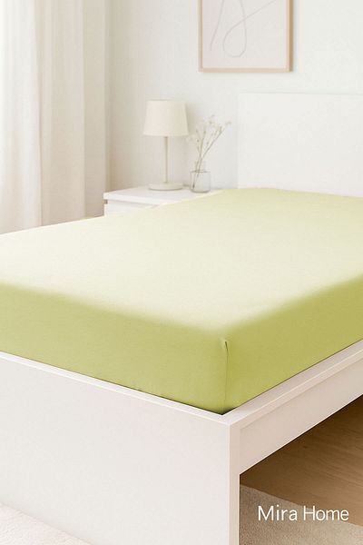 Mira Home ملاءة مطاطية قطن ممشط مزدوج سادة 100% قطن 160X200